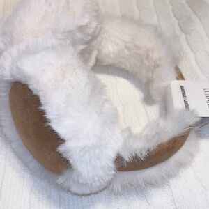Trendy Faux Sheepskin Earmuffs (Beige & White)